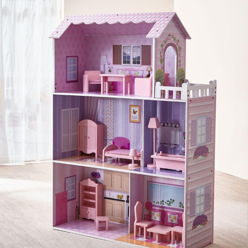 Teamson Kids Olivia's Little World 12-inch Pink Dreamland Tiffany Dollhouse with Matching Pink Accessories - Image 5