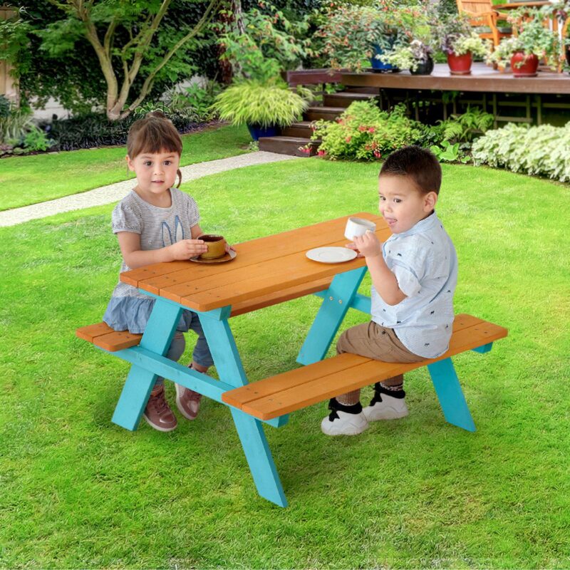 Teamson Kids Outdoor Picnic Table and Bench Set - Image 7