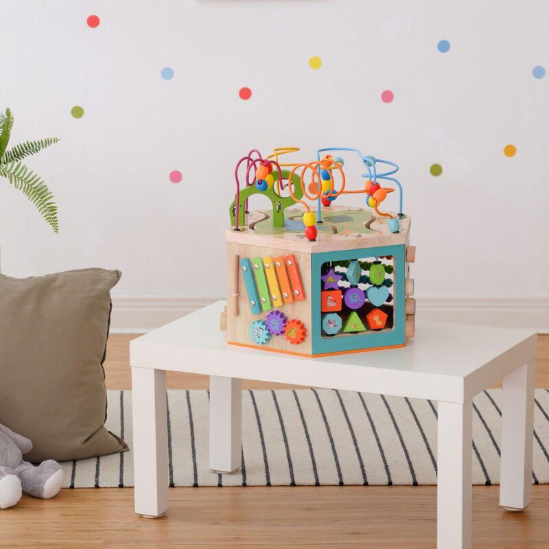 Teamson Kids Preschool Play Lab Large Wooden Activity Learning 7-Sided Cube - Image 4
