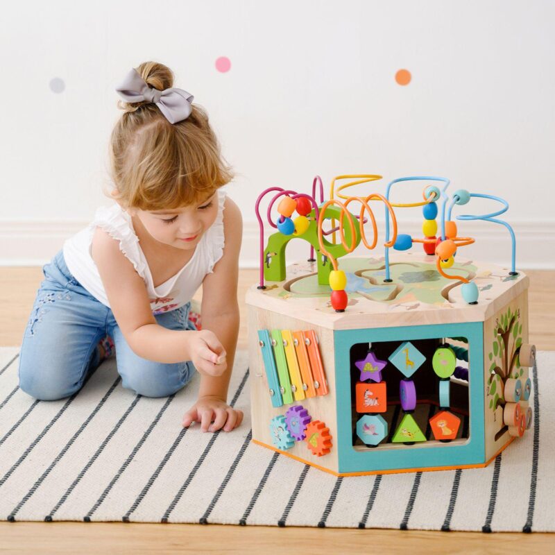 Teamson Kids Preschool Play Lab Large Wooden Activity Learning 7-Sided Cube - Image 5