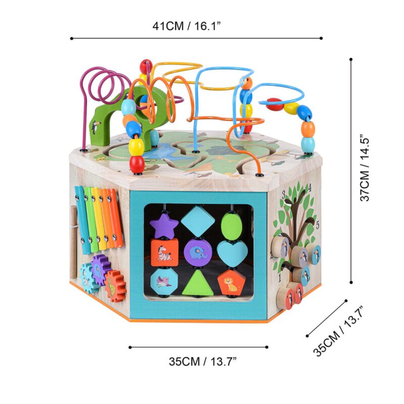 Teamson Kids Preschool Play Lab Large Wooden Activity Learning 7-Sided Cube - Image 3
