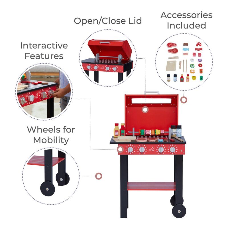 Teamson Kids Wooden BBQ Grill Play Set - Image 7