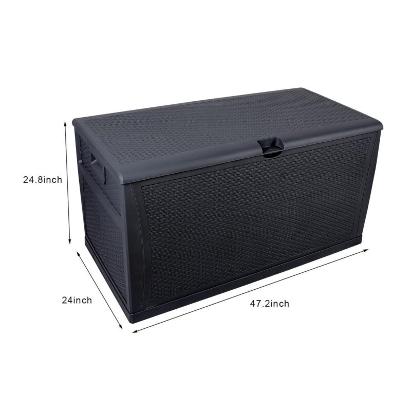 Tenozek 120 Gallon Outdoor Plastic Deck Box, Storage for Garden Tools, Outdoor Cushions, Pool Toys-Waterproof, Lockable, Black - Image 5