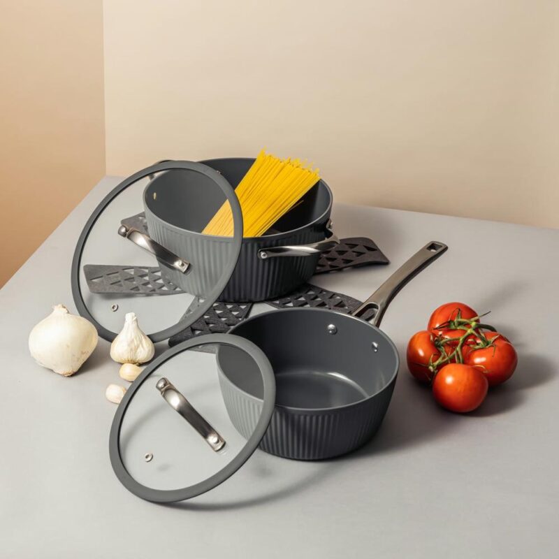 Thyme and Table 12 Piece Nonstick Aluminum Cookware Set, Gunmetal - Image 3