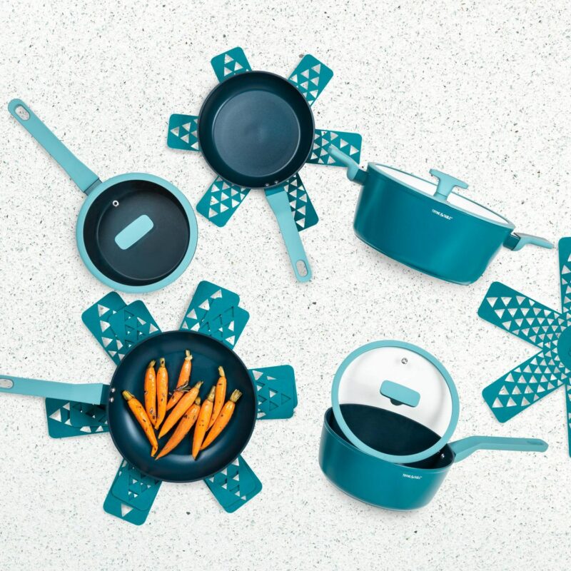 Thyme and Table Eden 12 Piece Cookware Set Non-Stick - Peacock Blue - Image 5