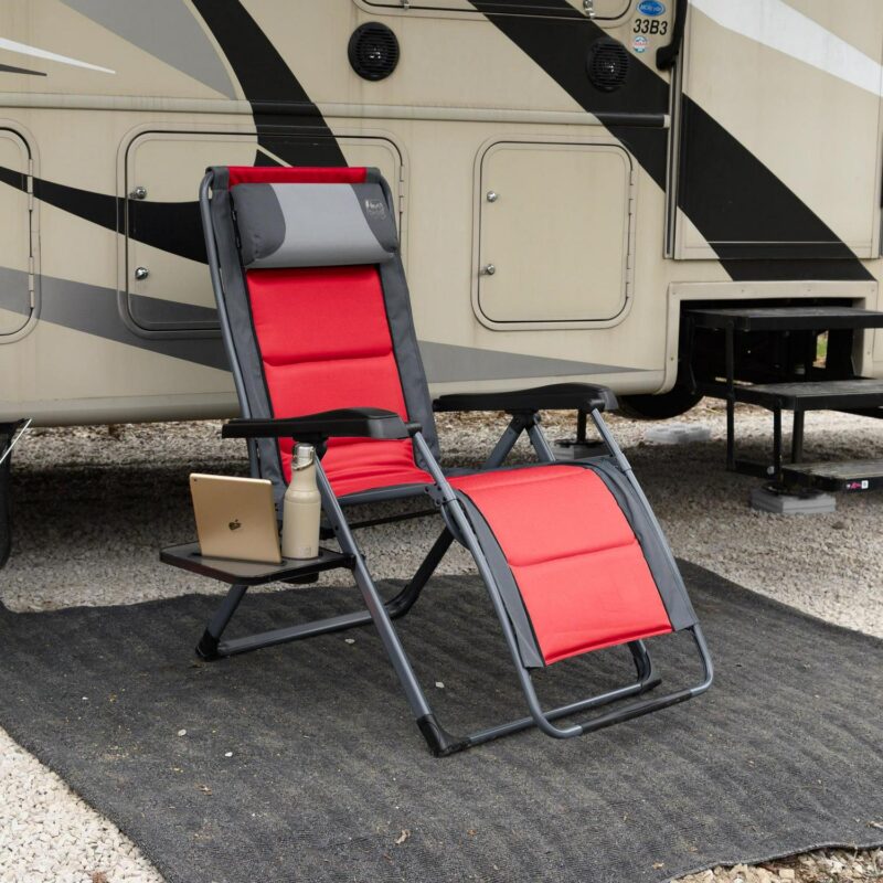 Timber Ridge Banyon Reclining Outdoor Zero Gravity Lounger, Red, Polyester, 350 Pound Seating Capacity, Adult - Image 6