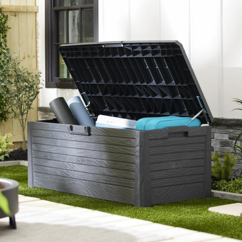 Toomax Florida Deck Patio Storage Box Bin Bench Waterproof, 145Gal (Anthracite) - Image 8