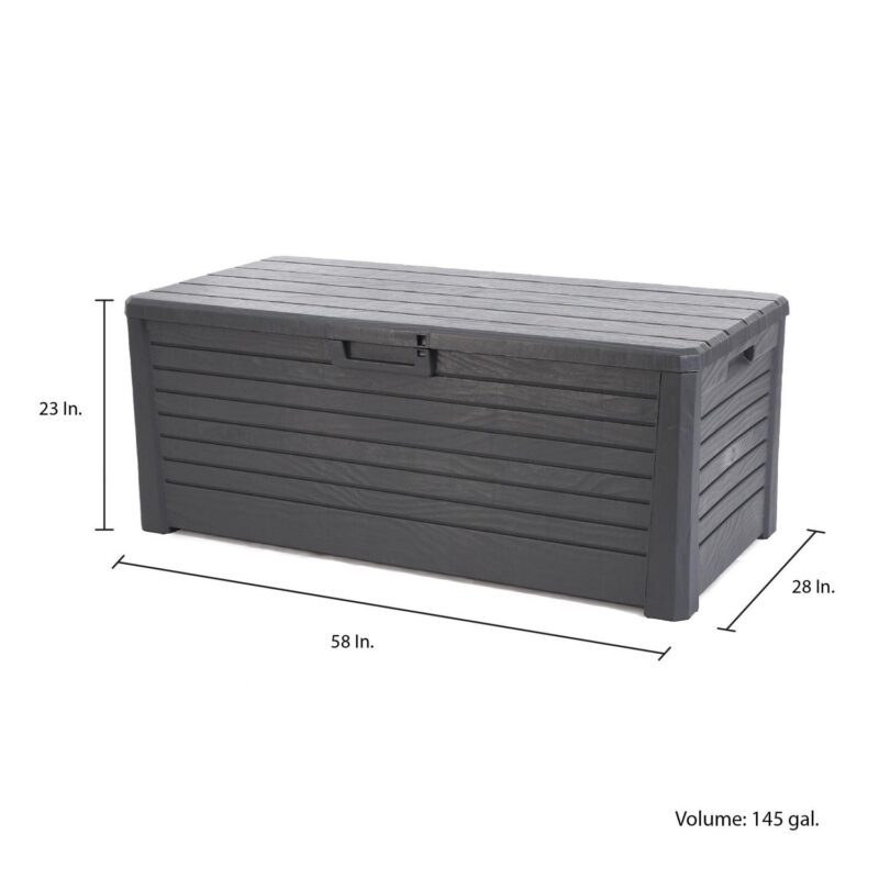 Toomax Florida Deck Patio Storage Box Bin Bench Waterproof, 145Gal (Anthracite) - Image 7