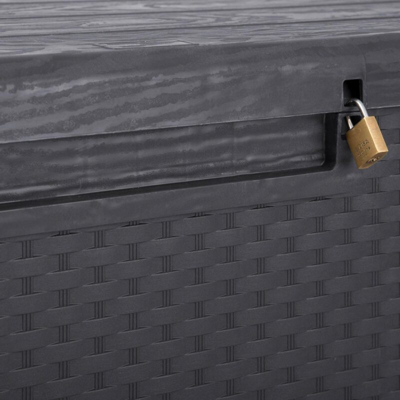 Toomax Portofino Large 90 Gallon Plastic Outdoor Storage Deck Box, Gray - Image 10