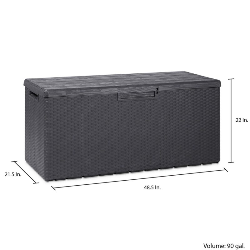 Toomax Portofino Large 90 Gallon Plastic Outdoor Storage Deck Box, Gray - Image 11