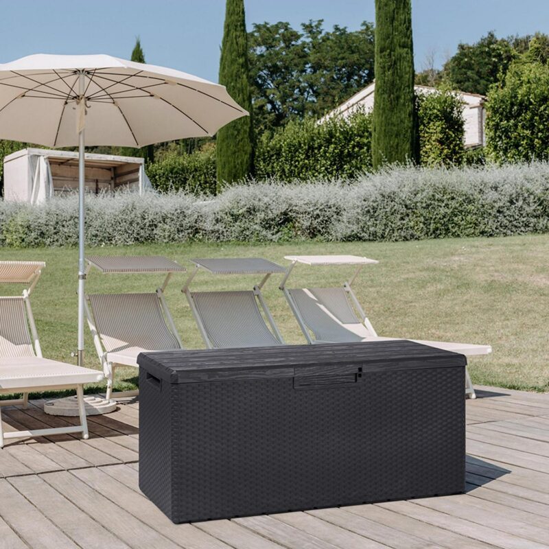 Toomax Portofino Large 90 Gallon Plastic Outdoor Storage Deck Box, Gray - Image 5