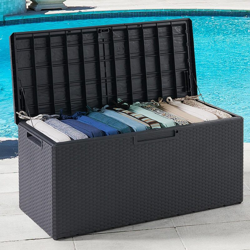 Toomax Portofino Large 90 Gallon Plastic Outdoor Storage Deck Box, Gray - Image 4