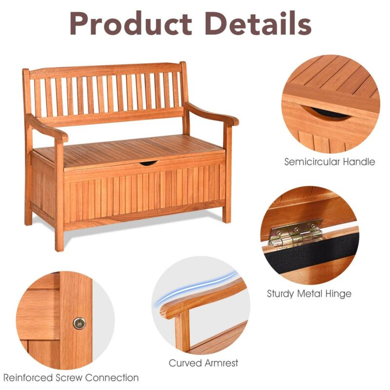 Topbuy 33 Gal Outdoor Storage Bench Deck Box Patio Storage Loveseat w/Removable Liner - Image 4