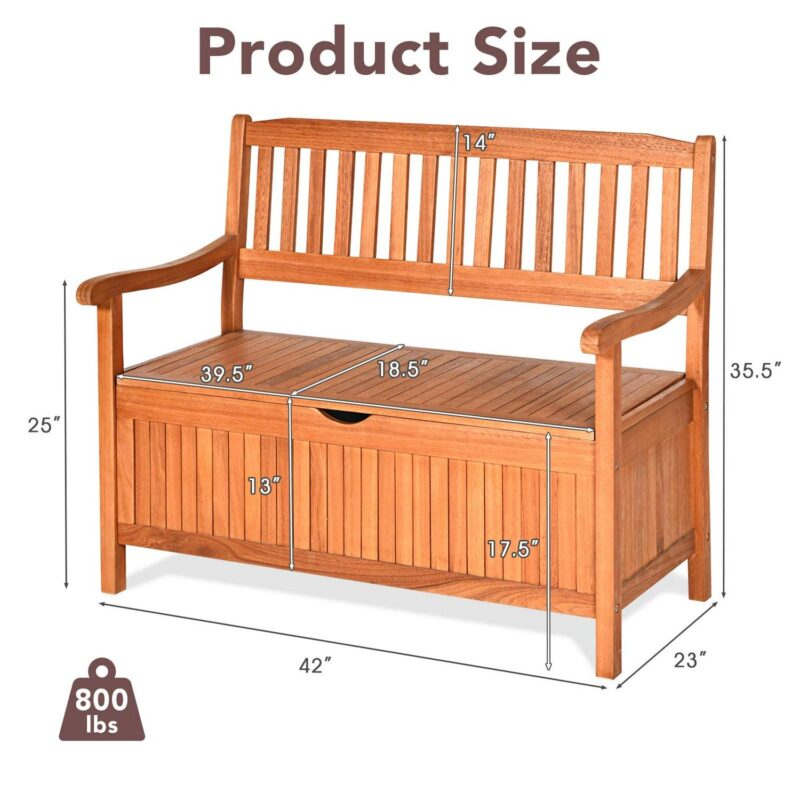 Topbuy 33 Gal Outdoor Storage Bench Deck Box Patio Storage Loveseat w/Removable Liner - Image 9