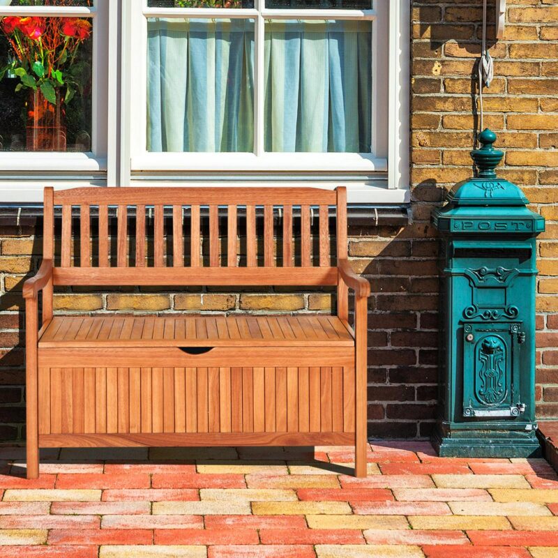 Topbuy 33 Gal Outdoor Storage Bench Deck Box Patio Storage Loveseat w/Removable Liner - Image 2