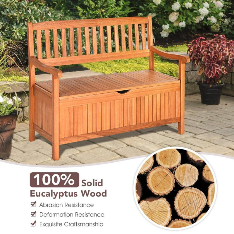 Topbuy 33 Gal Outdoor Storage Bench Deck Box Patio Storage Loveseat w/Removable Liner - Image 5