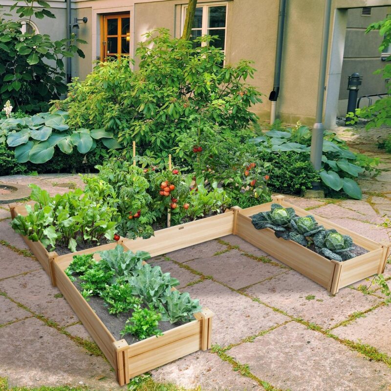 Topbuy Elevated Garden Bed U-shaped Wooden Planters Flexible Combination Suitable for Vegetable Flower Herb - Image 2