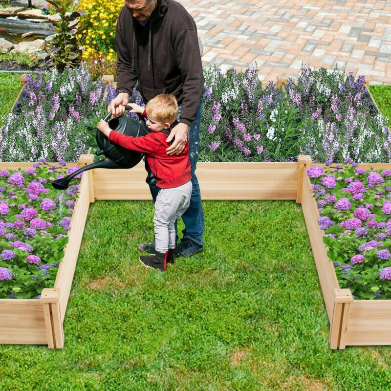 Topbuy Elevated Garden Bed U-shaped Wooden Planters Flexible Combination Suitable for Vegetable Flower Herb - Image 3