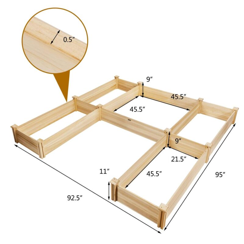 Topbuy Elevated Garden Bed U-shaped Wooden Planters Flexible Combination Suitable for Vegetable Flower Herb - Image 4