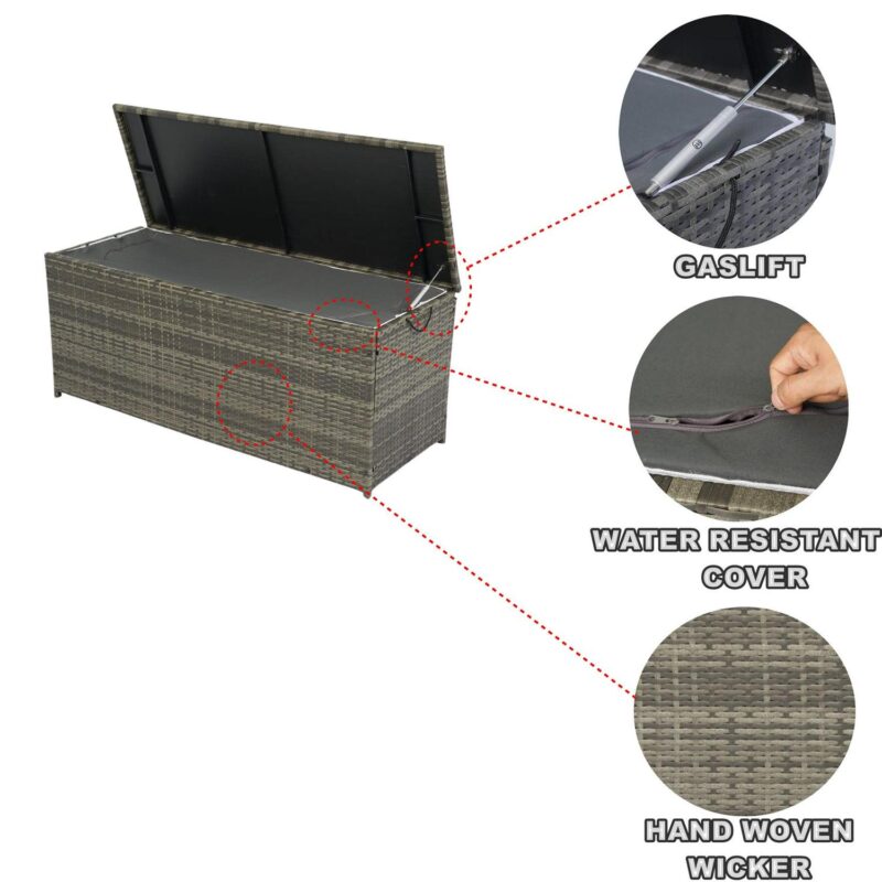 Topcobe Outdoor Storage Box, 113 Gallon Wicker Patio Deck Boxes with Lid, Outdoor Toy Storage for Kids, Gray - Image 22
