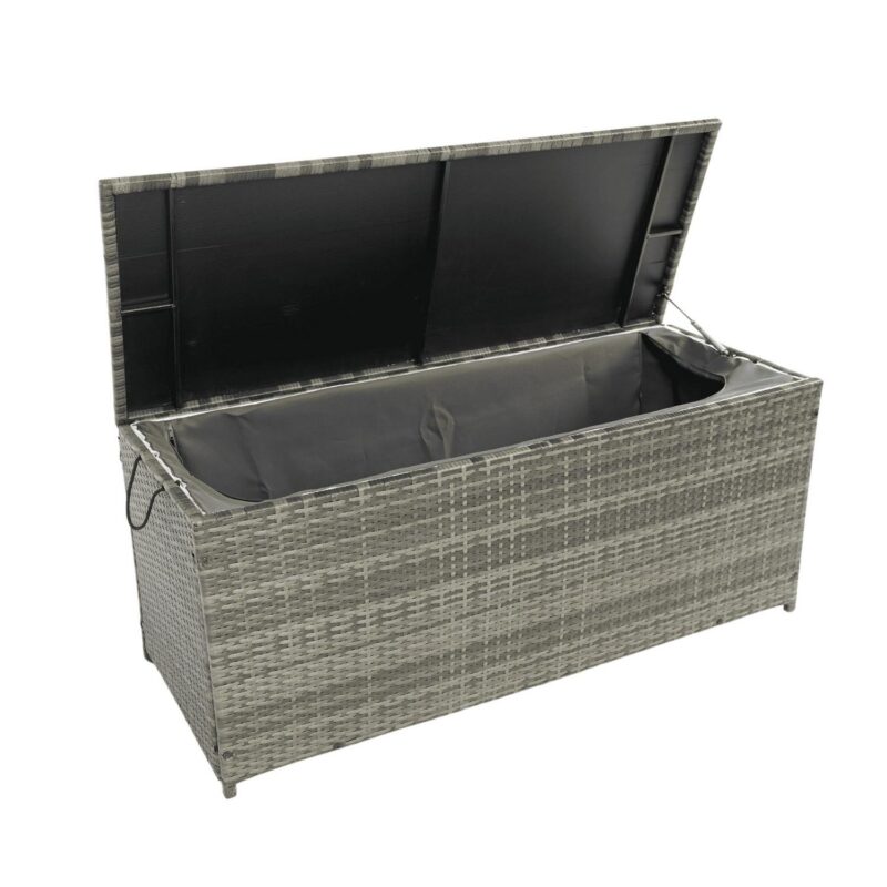 Topcobe Outdoor Storage Box, 113 Gallon Wicker Patio Deck Boxes with Lid, Outdoor Toy Storage for Kids, Gray - Image 6