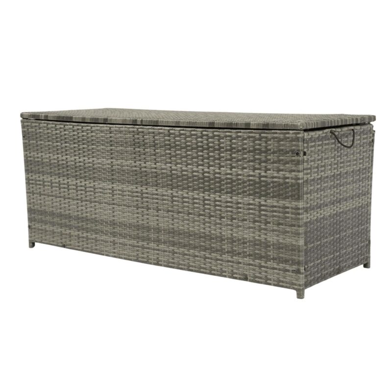 Topcobe Outdoor Storage Box, 113 Gallon Wicker Patio Deck Boxes with Lid, Outdoor Toy Storage for Kids, Gray