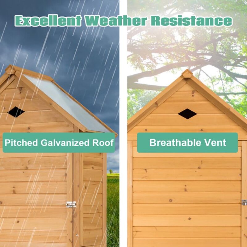 Topcobe Wooden Outdoor Lockable Garden Tool Storage, Outdoor Storage Box for Patio Furniture, Garden Tools - Image 6