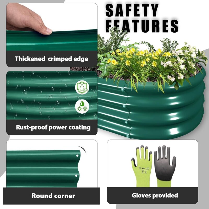 Tramull 2 Pack 8x3x1FT Galvanized Raised Garden Bed Large Metal Planter Box Kit Elevated Raised Garden Planters for Outdoor Plants, Green - Image 3
