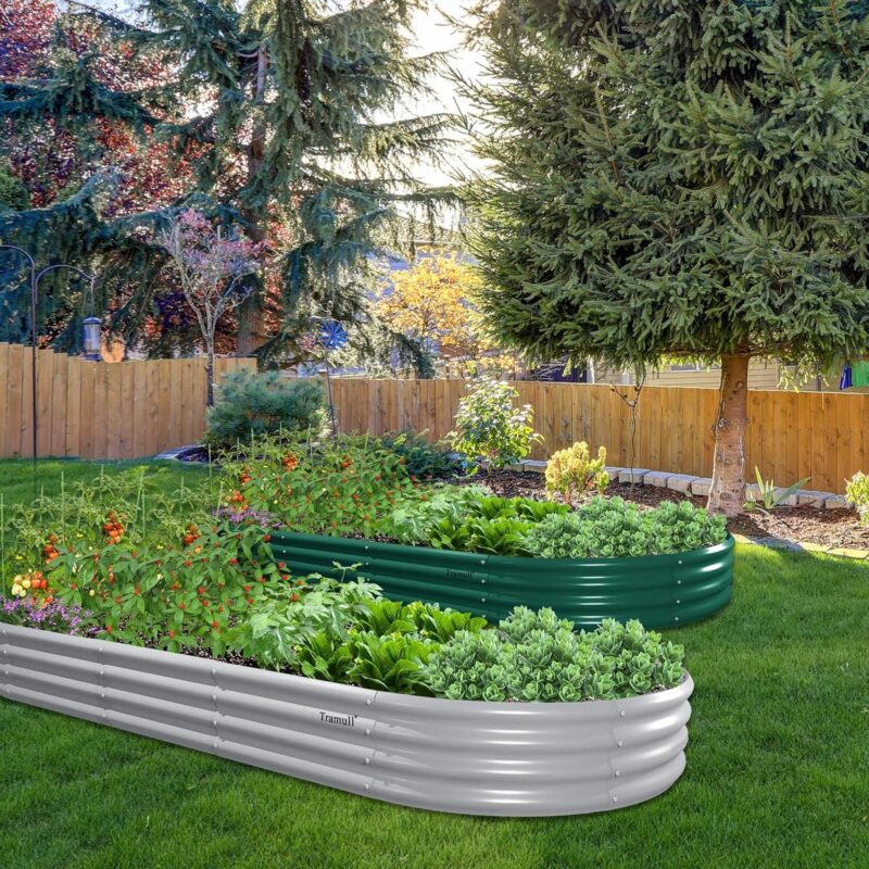 Tramull 2 Pack 8x3x1FT Galvanized Raised Garden Bed Large Metal Planter Box Kit Elevated Raised Garden Planters for Outdoor Plants, Green - Image 6