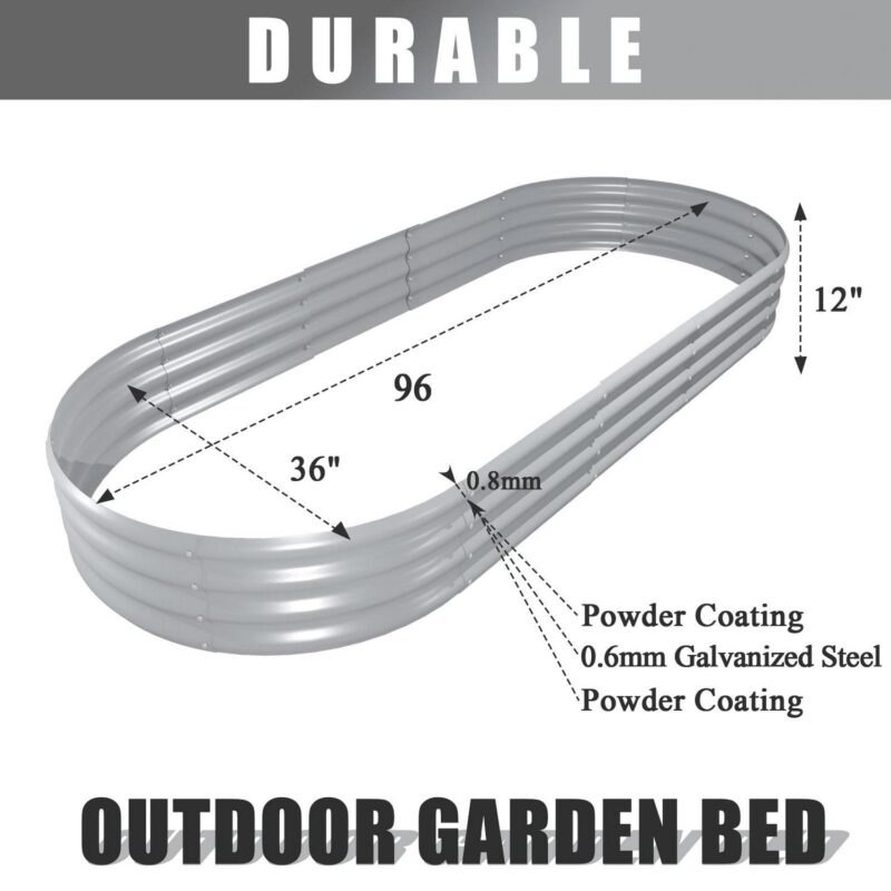 Tramull 2 Pack 8x3x1FT Galvanized Raised Garden Bed Large Metal Planter Box Kit Elevated Raised Garden Planters for Outdoor Plants, Gray - Image 2