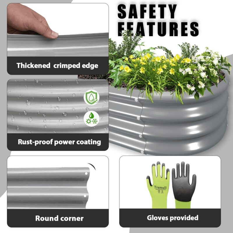 Tramull 2 Pack 8x3x1FT Galvanized Raised Garden Bed Large Metal Planter Box Kit Elevated Raised Garden Planters for Outdoor Plants, Gray - Image 5