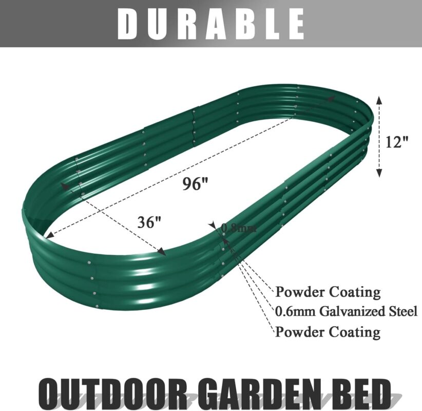 Tramull 2 Pack 8x3x1FT Galvanized Raised Garden Bed Large Metal Planter Box Kit Elevated Raised Garden Planters for Outdoor Plants, Green - Image 7