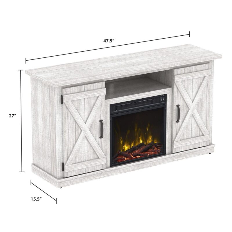 Twin Star Home Barn Door TV Stand for TVs up to 55  with ClassicFlame Electric Fireplace, Sargent Oak - Image 7