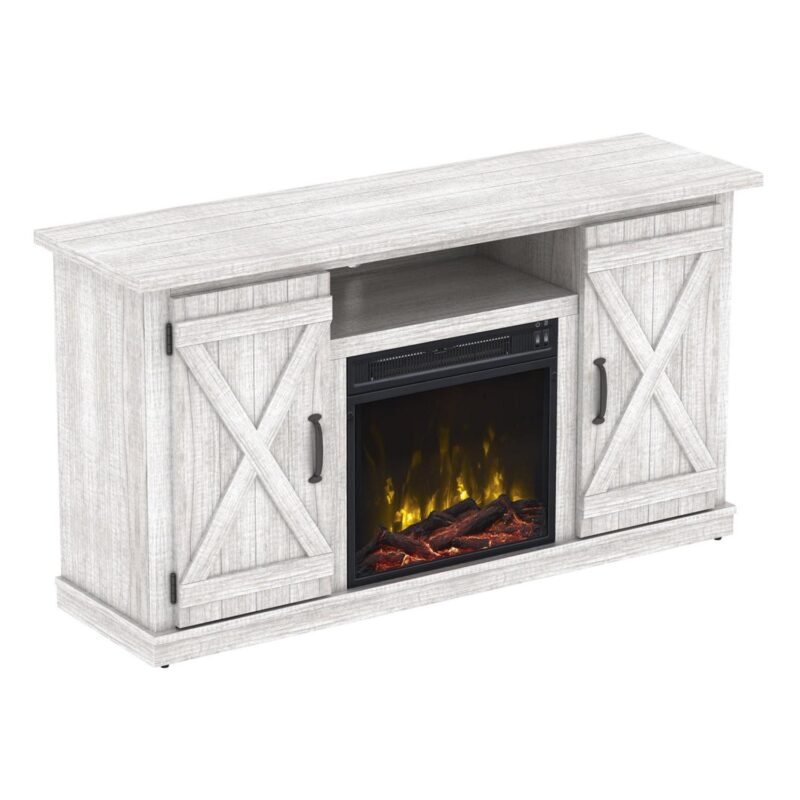 Twin Star Home Barn Door TV Stand for TVs up to 55  with ClassicFlame Electric Fireplace, Sargent Oak - Image 6