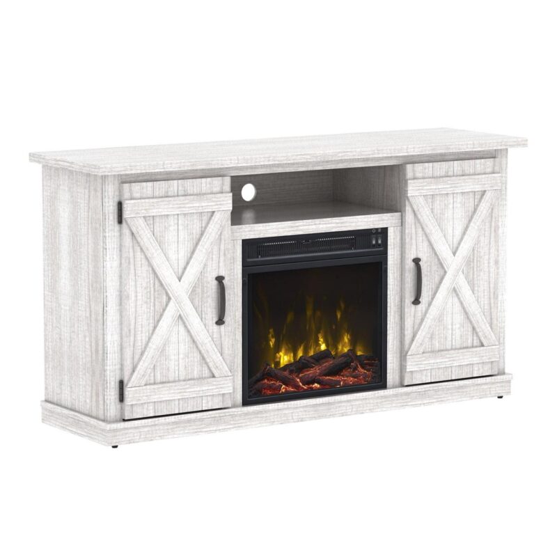 Twin Star Home Barn Door TV Stand for TVs up to 55  with ClassicFlame Electric Fireplace, Sargent Oak - Image 5
