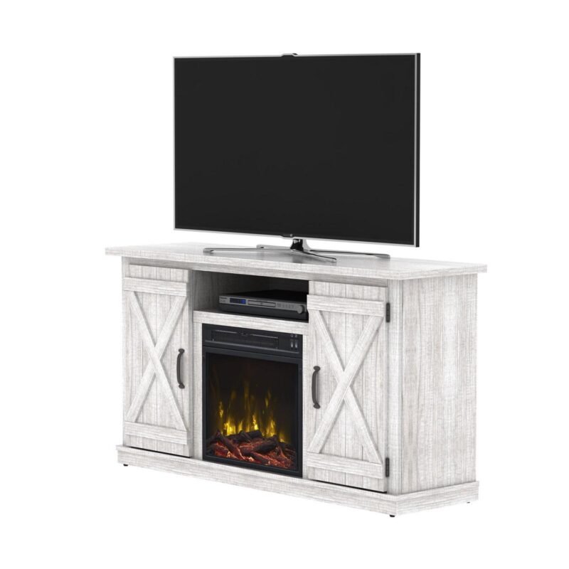 Twin Star Home Barn Door TV Stand for TVs up to 55  with ClassicFlame Electric Fireplace, Sargent Oak - Image 8
