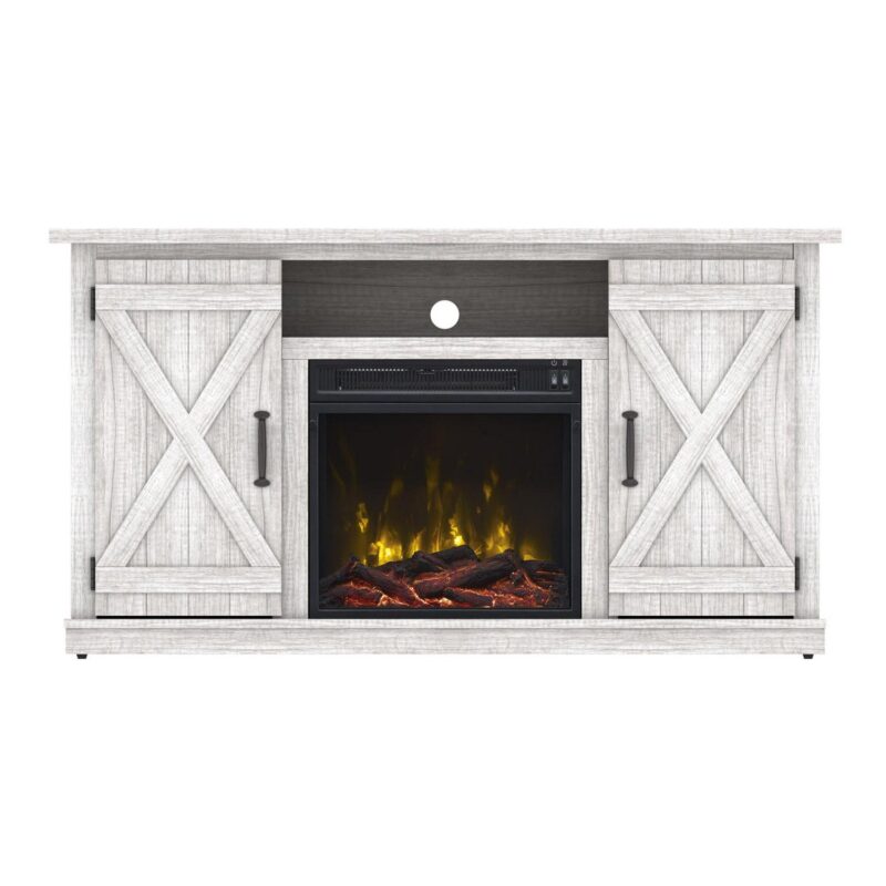 Twin Star Home Barn Door TV Stand for TVs up to 55  with ClassicFlame Electric Fireplace, Sargent Oak - Image 2