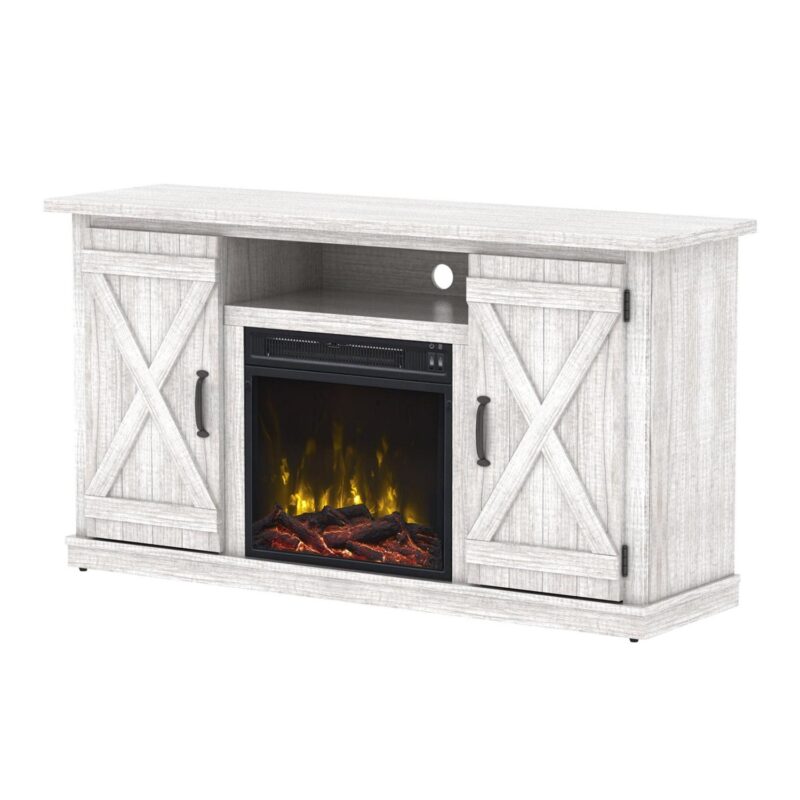 Twin Star Home Barn Door TV Stand for TVs up to 55  with ClassicFlame Electric Fireplace, Sargent Oak - Image 3