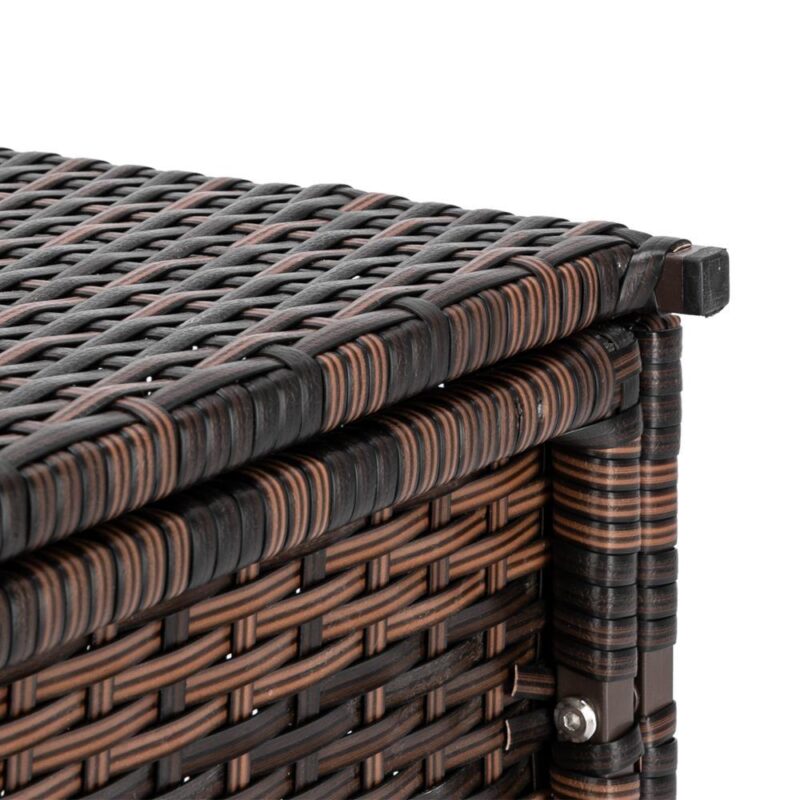 UBesGoo 132 Gallon Wicker Patio Deck Boxes with Lid, Outdoor Cushion Storage Container Bin Chest for Kids Toys, Pillows, Towel Iron Frame,Brown - Image 8