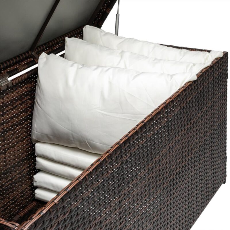 UBesGoo 132 Gallon Wicker Patio Deck Boxes with Lid, Outdoor Cushion Storage Container Bin Chest for Kids Toys, Pillows, Towel Iron Frame,Brown - Image 6
