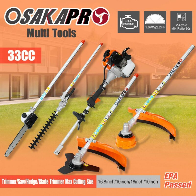 UBesGoo 4in1 Multi-Functional Trimming Tool,33CC 2-Cycle Garden Tool System Gas Pole Saw,Hedge Trimmer,Grass Trimmer,Brush Cutter - Image 3