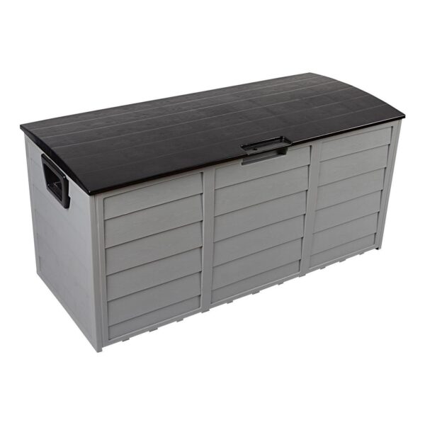 UBesGoo 75gal Outdoor Garden Plastic Storage Deck Box Chest Tools Cushions Toys Lockable Seat Black