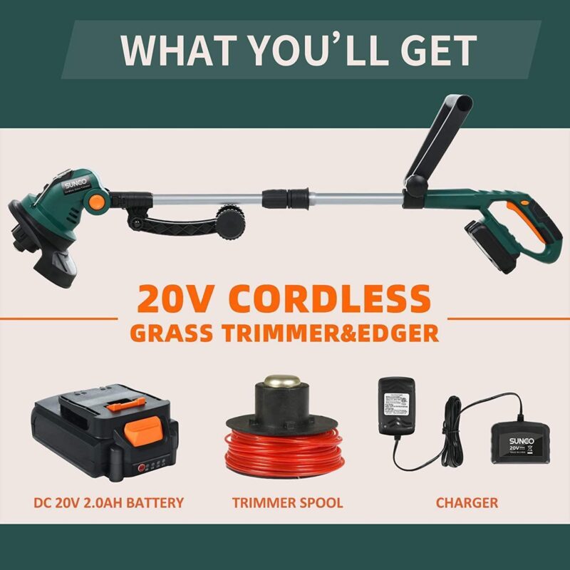 UBesGoo Cordless String Trimmers, 2 in 1 Cordless Trimmer Edger, Battery and Charger Included, 12 Inch - Image 2