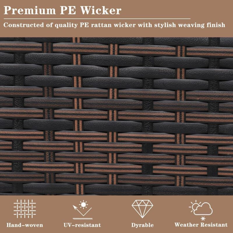 UBesGoo Patio Furniture Wicker Box Storage Bin Container with Comfortable Cushion - Image 9