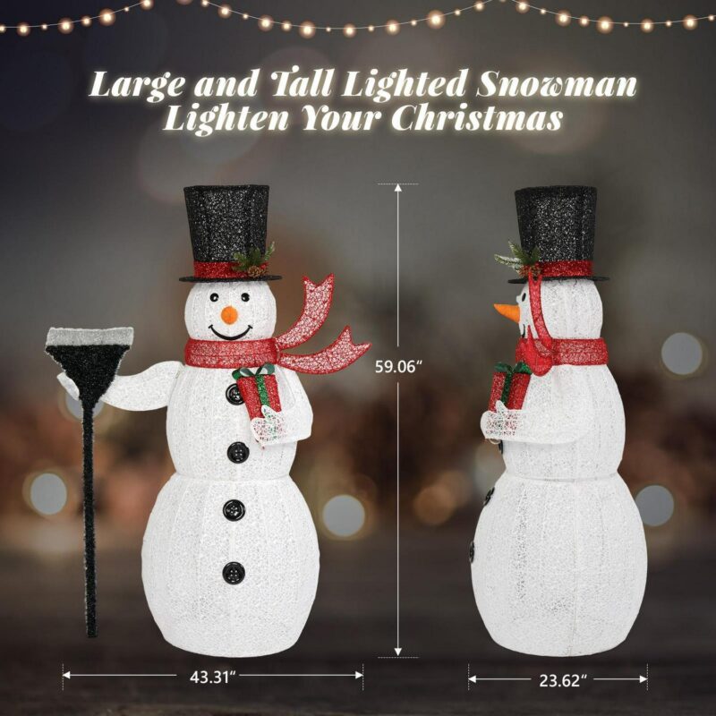 UBesGoo Top Hat Christmas Outdoor Decoration Outdoor Snowman 5FT Christmas Decorations for Home Indoor Lawn Yard - Image 5