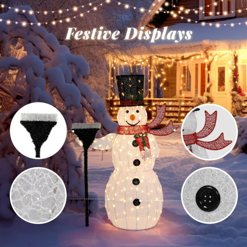 UBesGoo Top Hat Christmas Outdoor Decoration Outdoor Snowman 5FT Christmas Decorations for Home Indoor Lawn Yard - Image 3