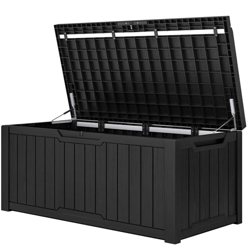 Uforic 120 Gallon Large Outdoor Patio Deck Box,All-Weather Resin Outdoor Storage Boxes with Cushion,Waterproof&Lockable, Black - Image 6