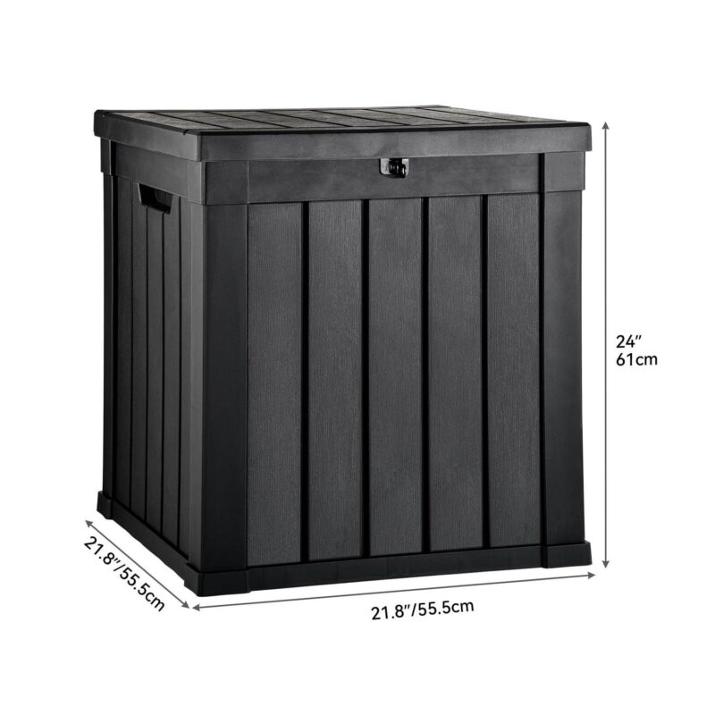Uforic 51 Gallon Resin Deck Box ,Outdoor Storage Box with Side Handles for Patio Cushions, Garden Tools, Lockable Lid , Black - Image 2