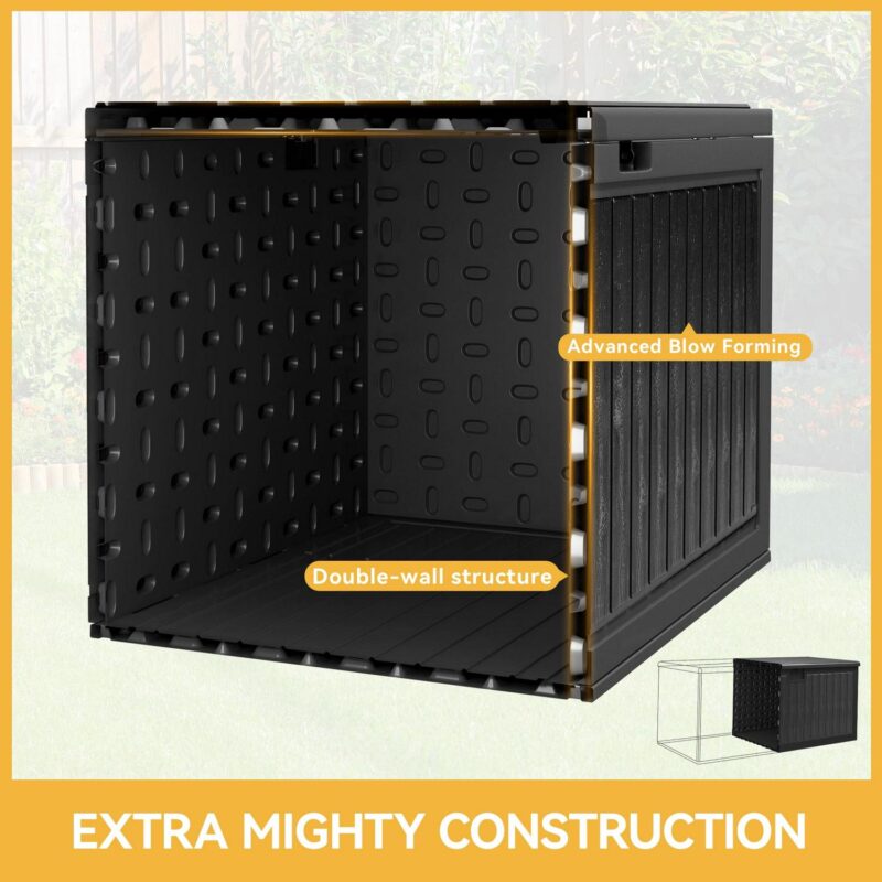 Uforic 90 Gallon Dual-Wall Resin Deck Box, Outdoor Waterproof Storage box with Side Handles,for Patio, Lockable,Black - Image 4