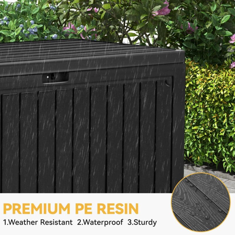 Uforic 90 Gallon Dual-Wall Resin Deck Box, Outdoor Waterproof Storage box with Side Handles,for Patio, Lockable,Black - Image 5